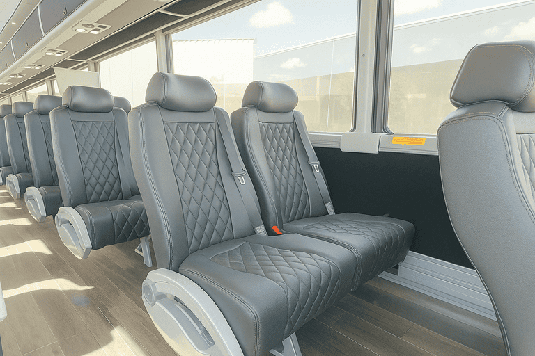 interior of Round Rock Minibus Company charter bus