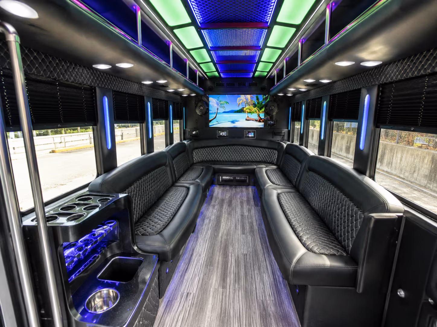 round rock 18 passenger party bus inside