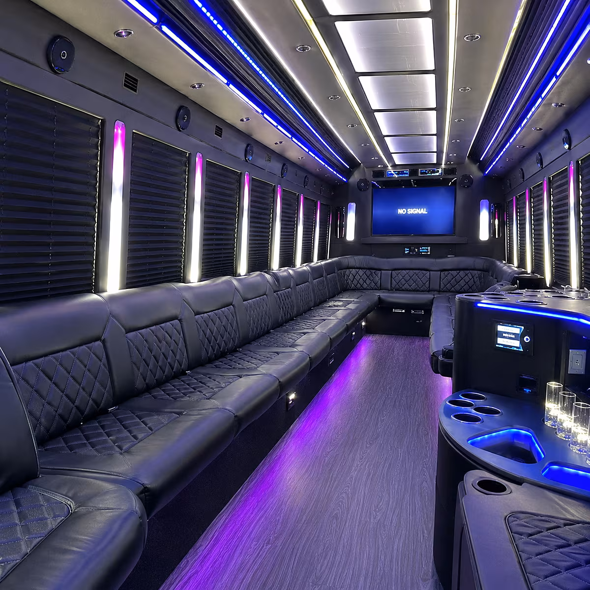 round rock 30 passenger party bus inside