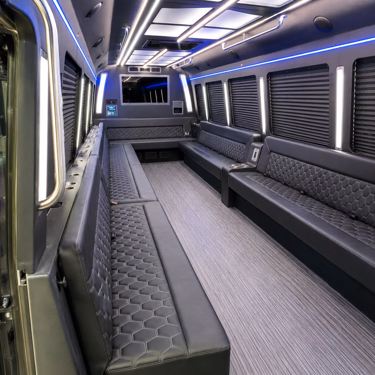 round rock 40 passenger party bus interior