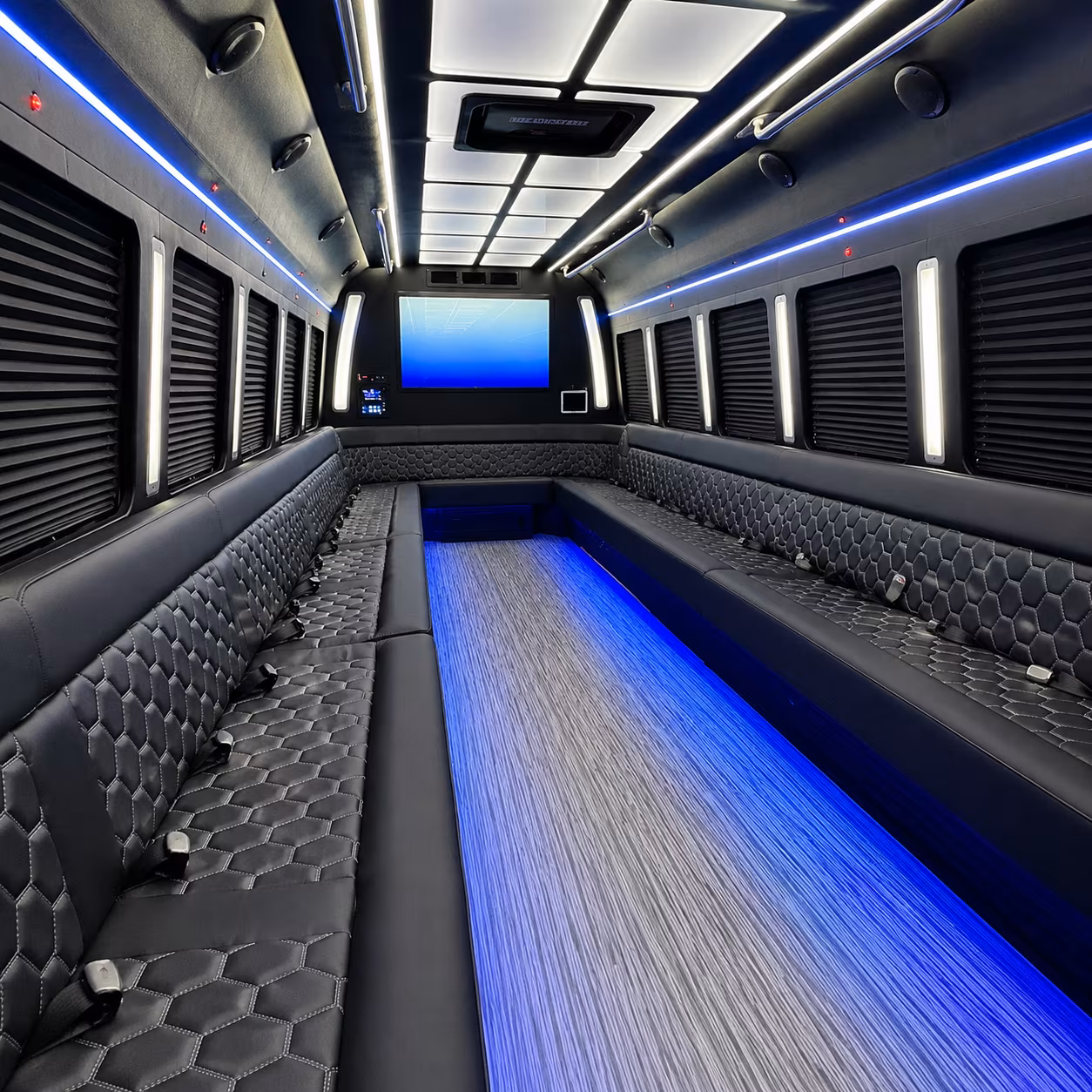 round rock 50 passenger party bus inside